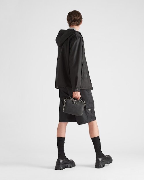 Prada Re-nylon Enamel Triangle-logo Jacket In Black