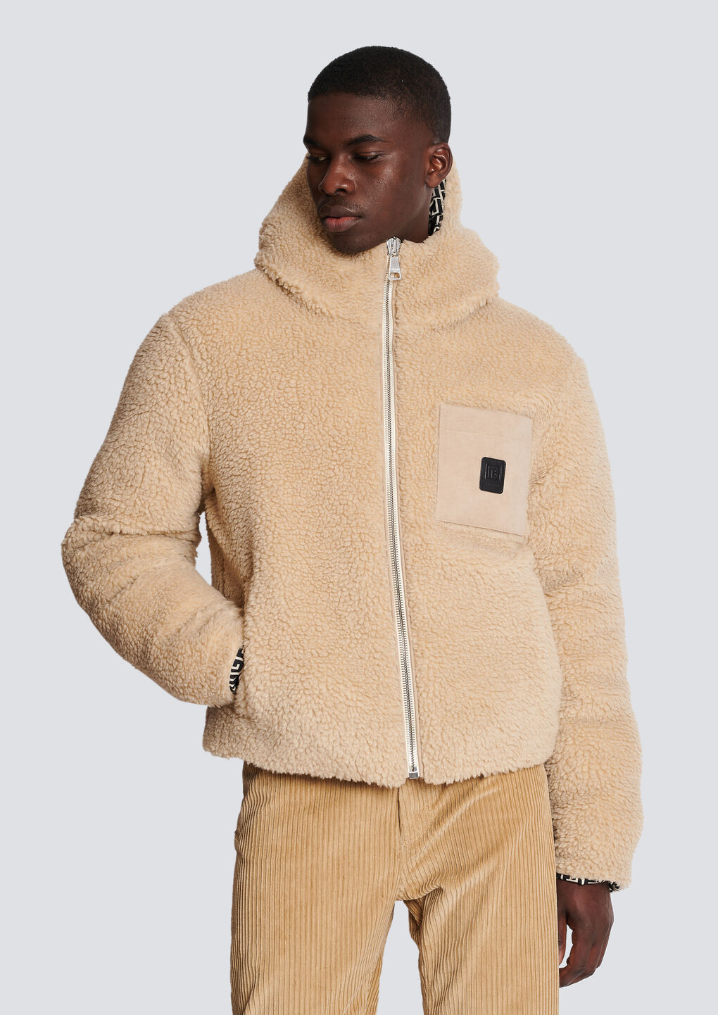 Shop Balmain Monogrammed Reversible Puffer Jacket In Nude