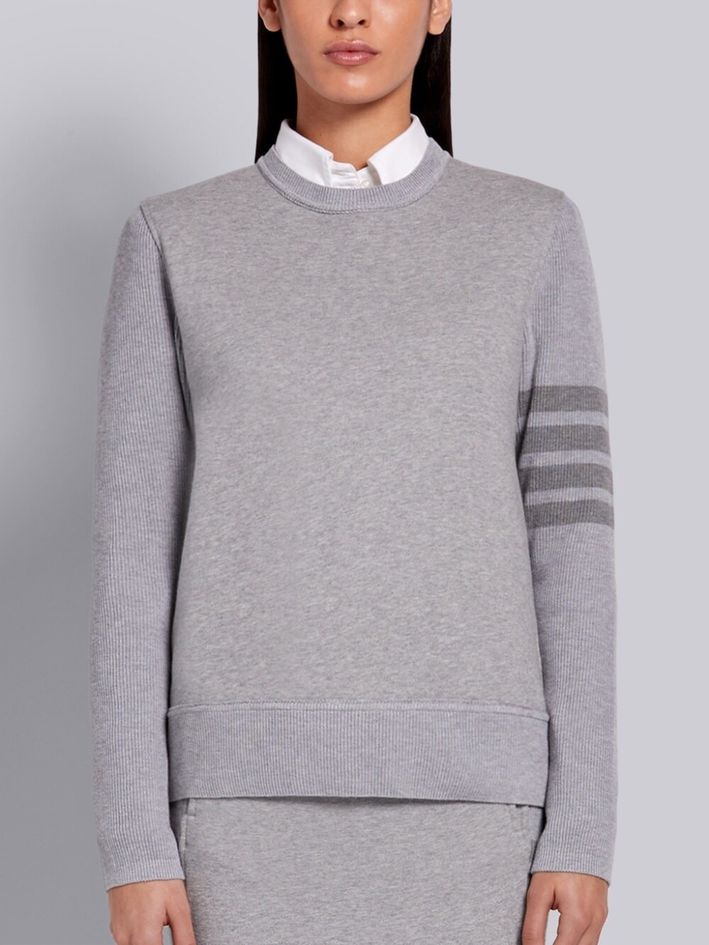 Thom Browne Tonal 4-bar Loopback Sweatshirt In Gray
