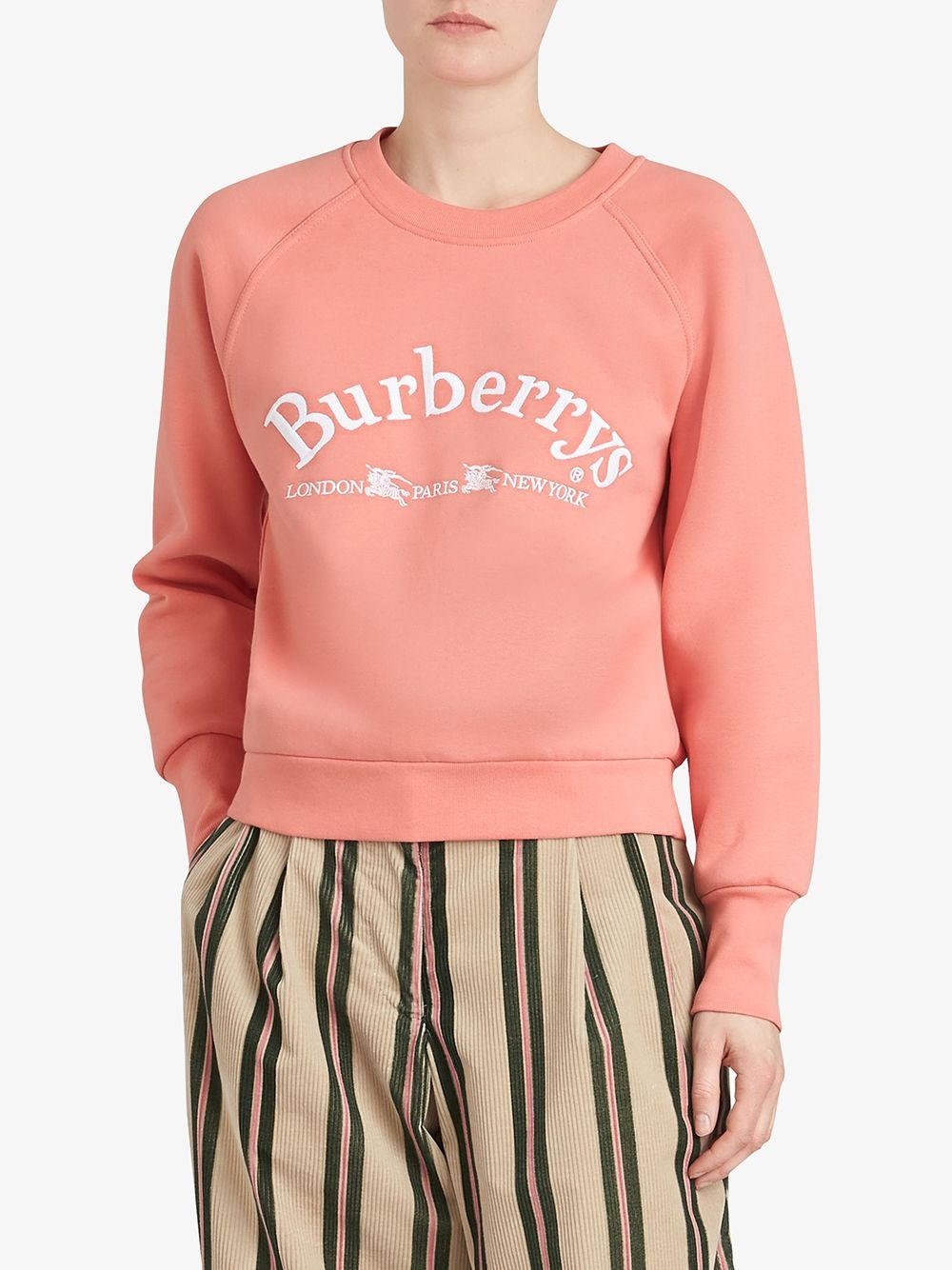 Burberry Logo Round Neck Sweater In Pink