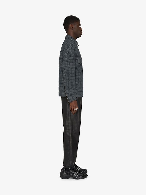 Givenchy Embossed-4g Pattern Leather Trousers In Black