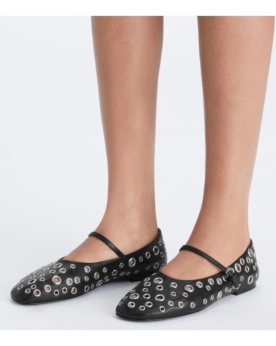 Shop Tory Burch Eyelet-embellished Ballet Flats In Black