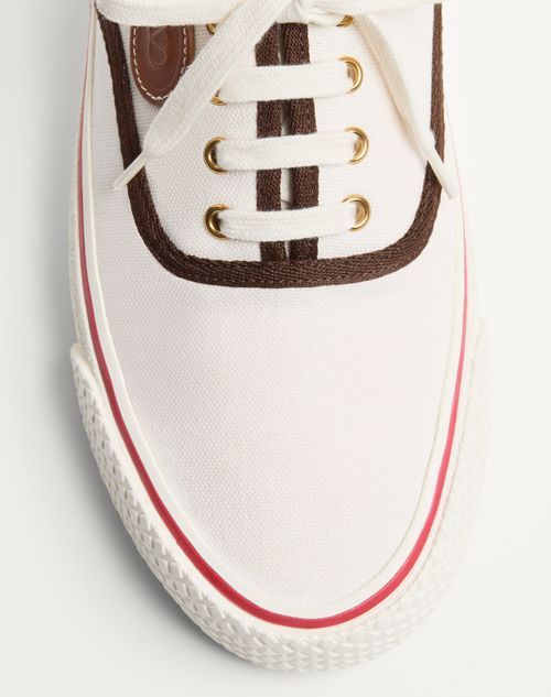 Valentino Nojoke Canvas Sneakers With Contrasting Profiles In White