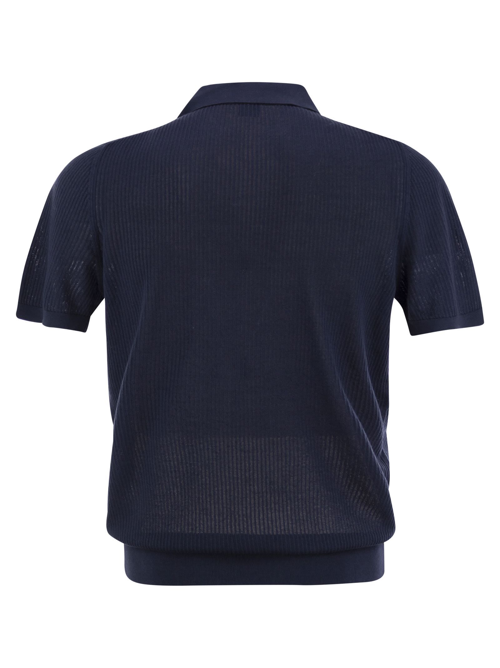 Fedeli Giza Cotton Short-sleeved Polo Shirt In Black