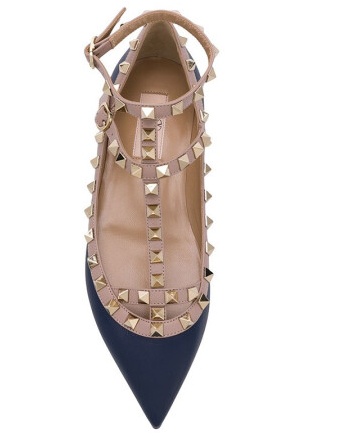Valentino Rockstud Pointed Ballet Flats In Nude