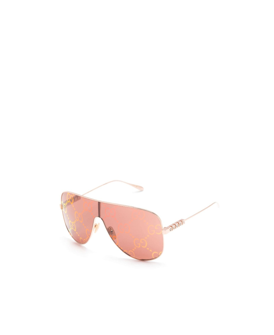 Gucci Red Logo-lettering Mask-frame Sunglasses In Pink
