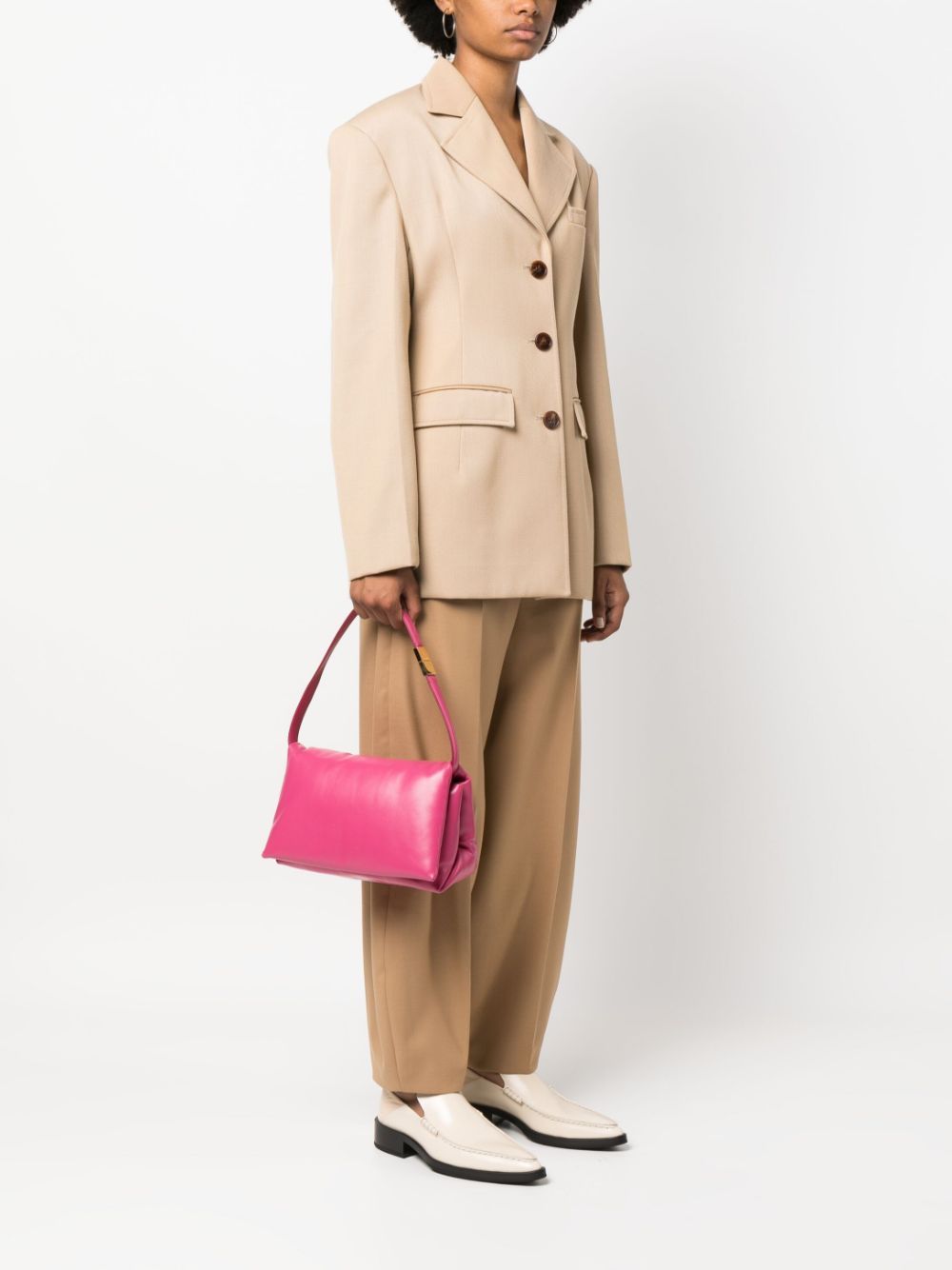 Marni Medium Prisma Leather Crossbody Bag In Pink
