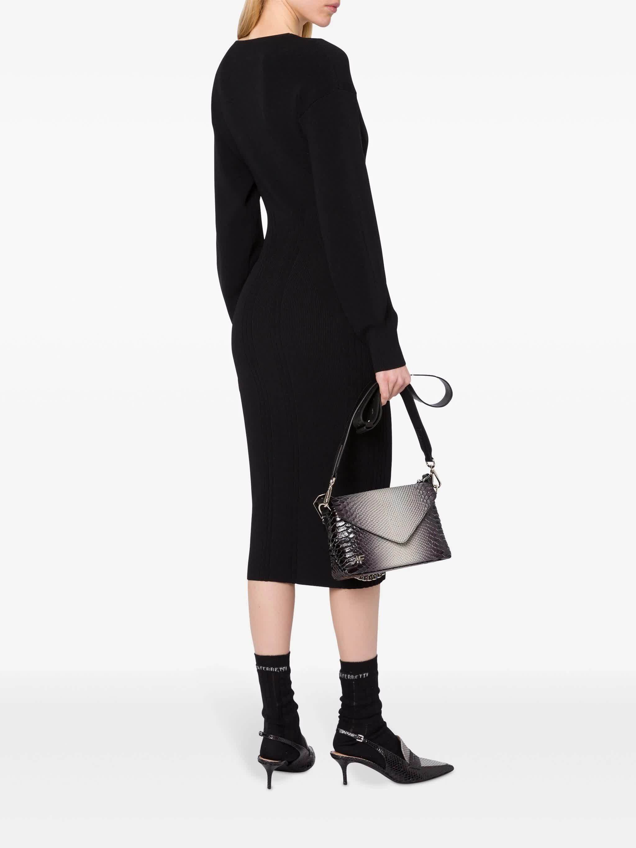 Alberta Ferretti Knit Dress Voluminous Sleeves In Black