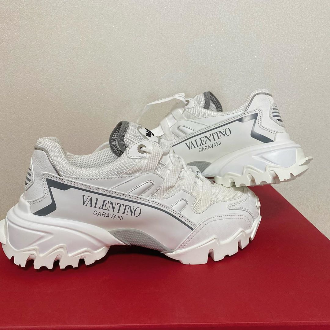 Valentino Climbers Mesh Sneakers In White