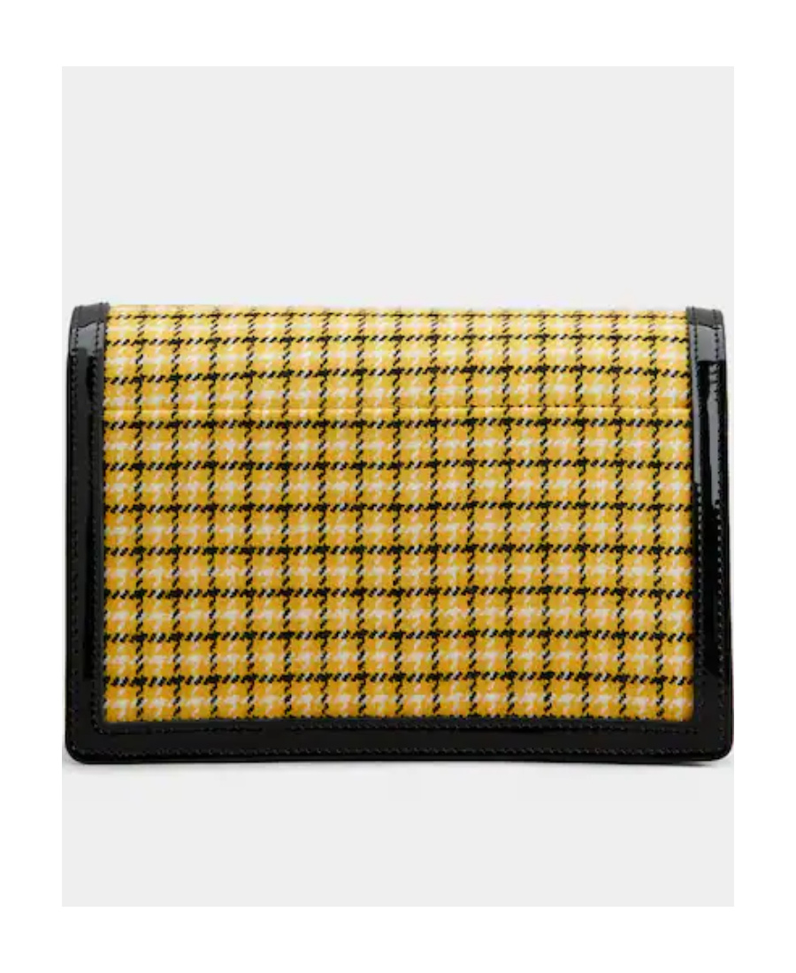 Roger Vivier Checked Foldover Top Clutch Bag In Black