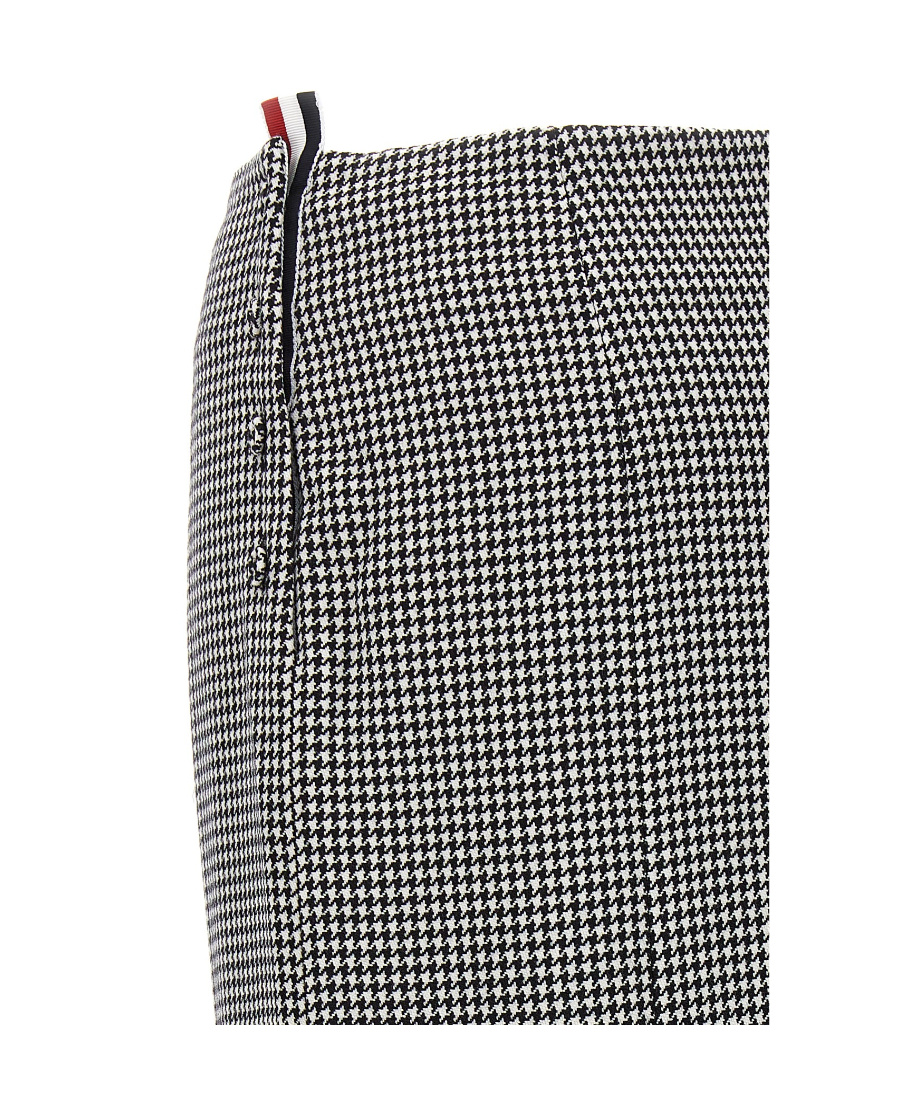 Thom Browne Houndstooth High-waisted Fitted Midi Skirt In Gray