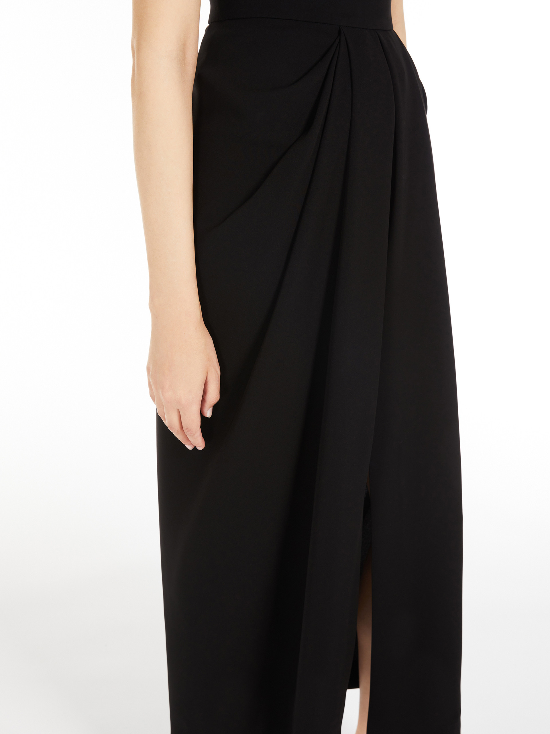 Max Mara Womens Ridente Draped High-waist Crepe Maxi Skirt Black In Black