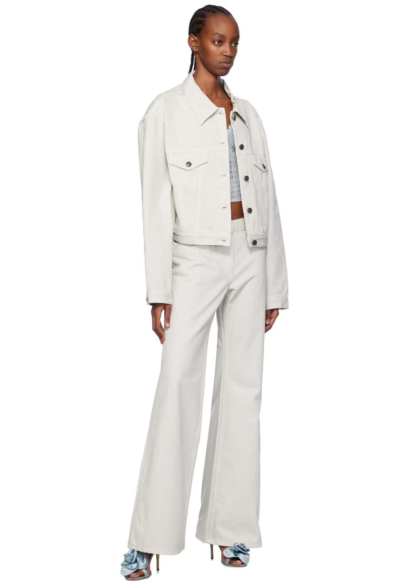 Magda Butrym Gray Classic Denim Jacket In White