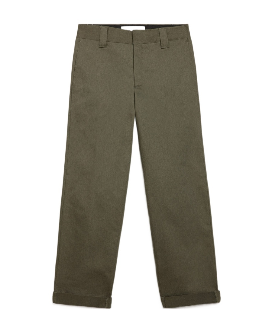 Golden Goose Relaxed Fit Chino Skate Pants With Subtle Sheen In Green