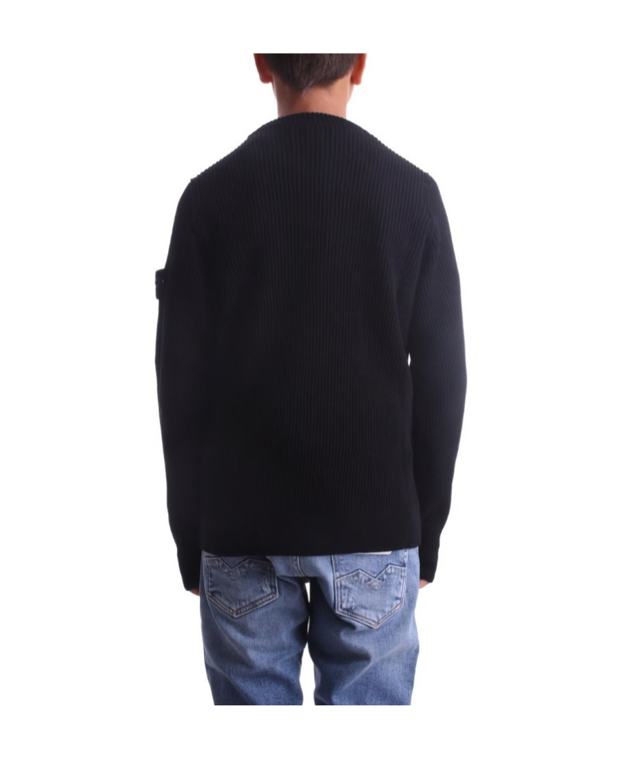 Stone Island Long-sleeved Round Neck Sweater In Black