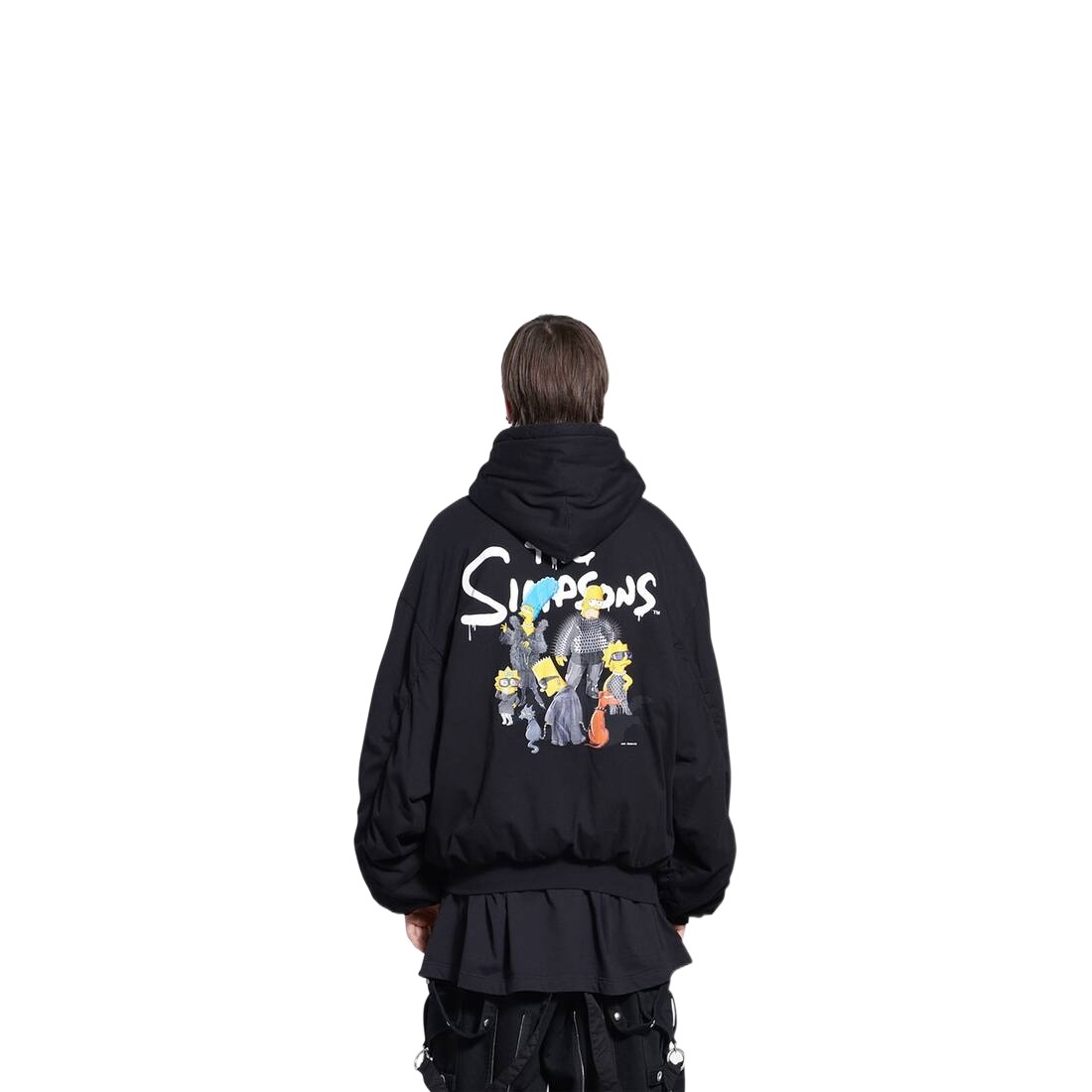 Balenciaga The Simpsons-print Oversized Hooded Jacket In Black