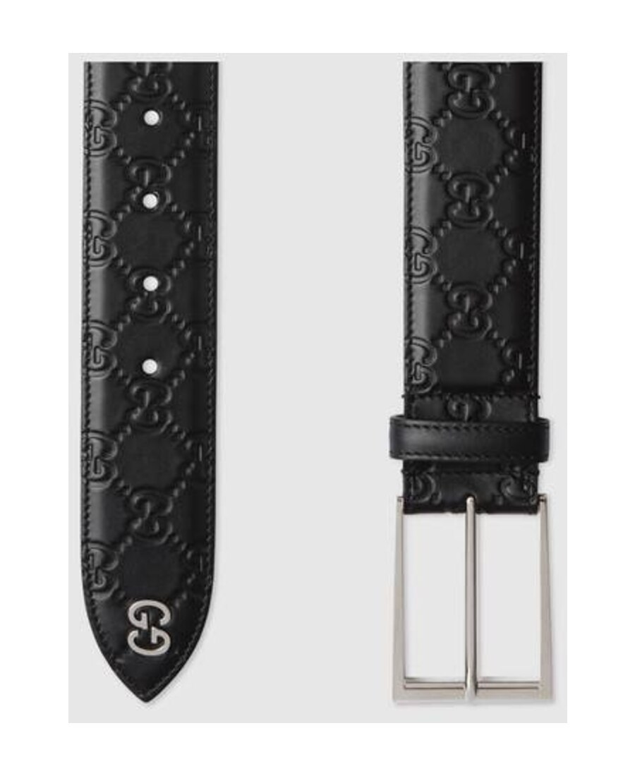 Gucci Signature Belt With Gg Detail In Black