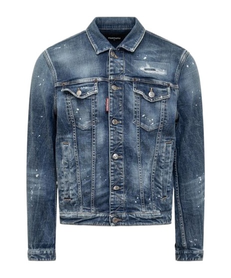 Dsquared2 Distressed Denim Jacket With Button-up Front In Blue