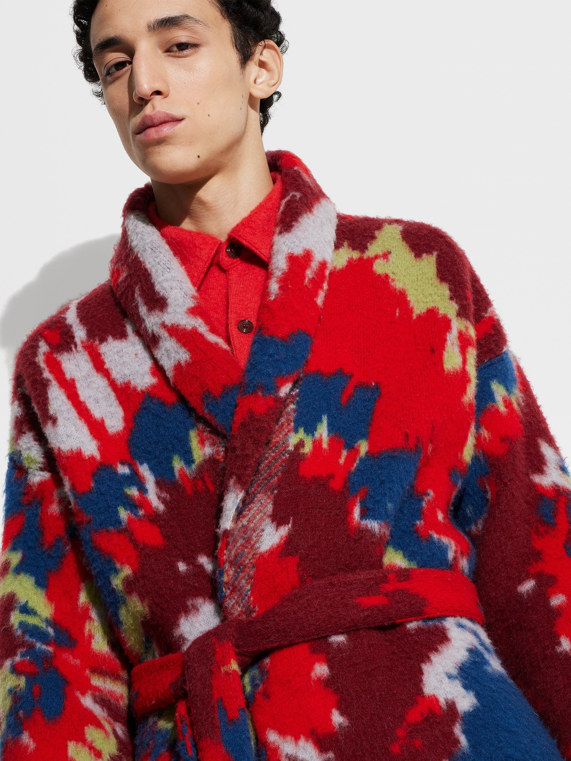 Zegna X The Elder Statesman Intarsia Cashmere-wool Robe In Red