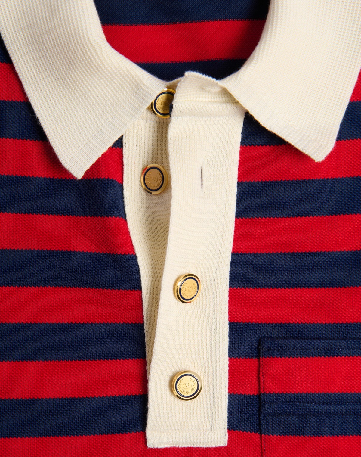 Valentino Garavani Striped Polo Shirt In Red