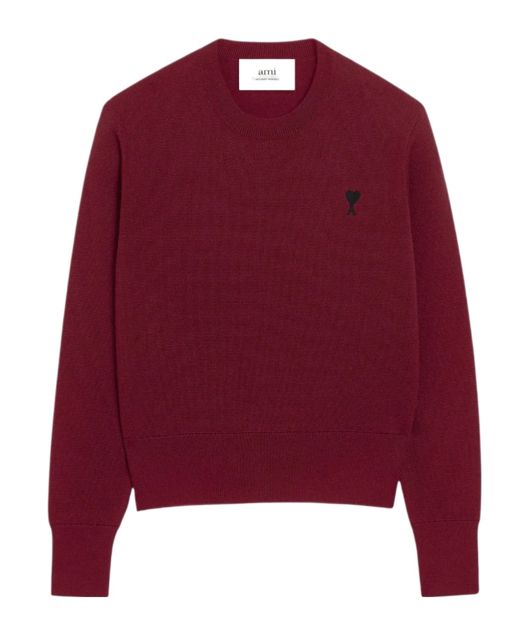 Ami Alexandre Mattiussi Ami Paris Wool Sweater With Heart Embroidery In Burgundy
