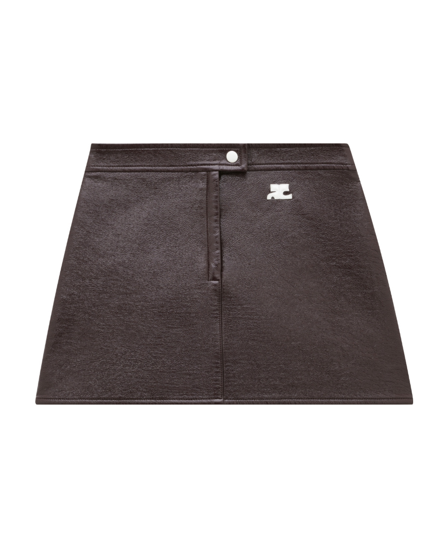 Shop Courrèges Logo-patch Vinyl Skirt In Black