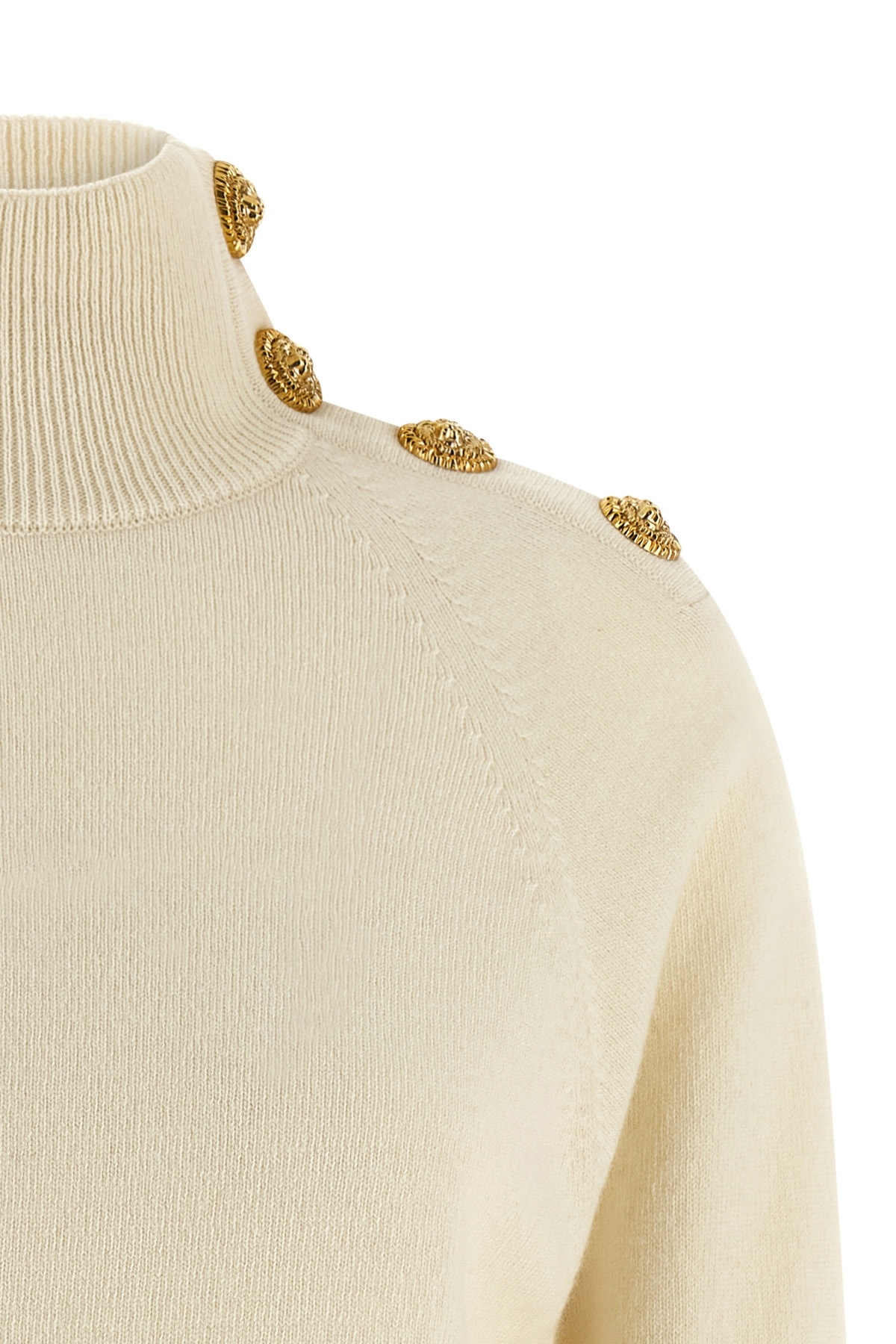 Balmain Cashmere Wool Sweater Sweaters And Cardigans White In Nude