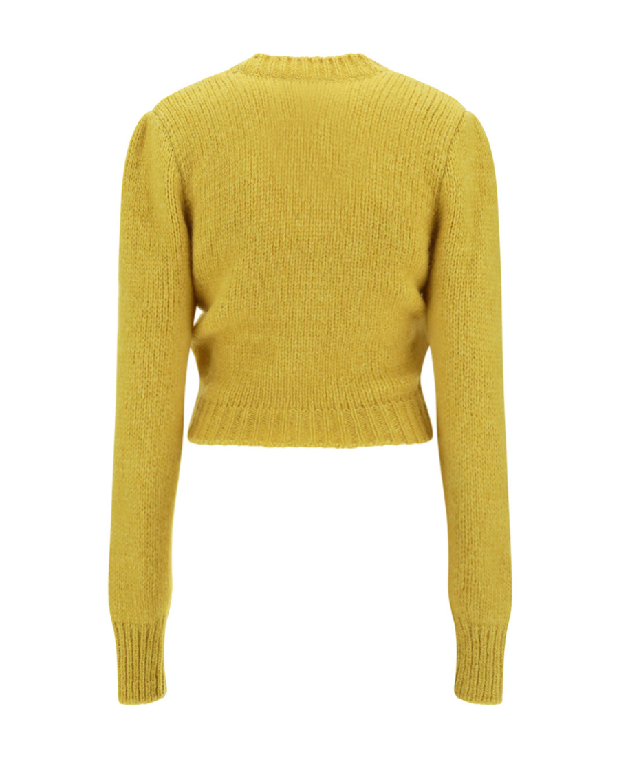 Alessandra Rich Butterfly-embroidered Pointelle Cardigan In Yellow