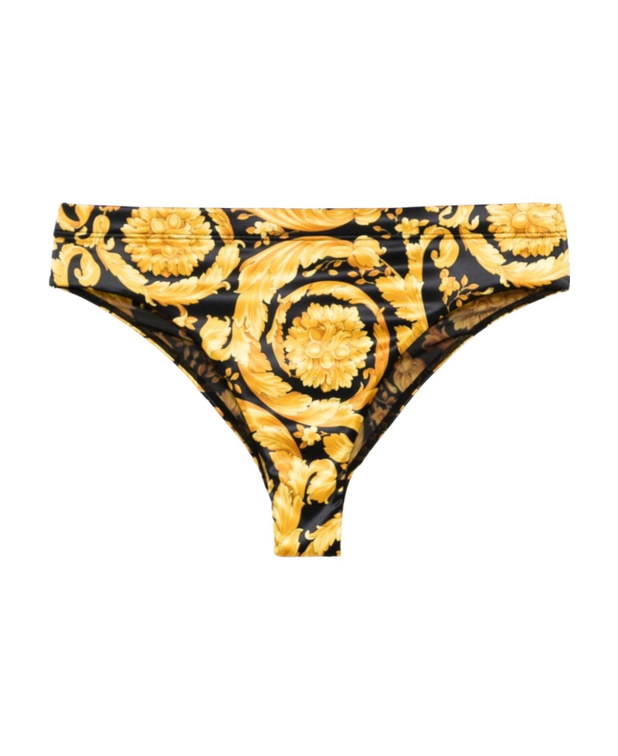 Versace Barocco-print Briefs In Yellow