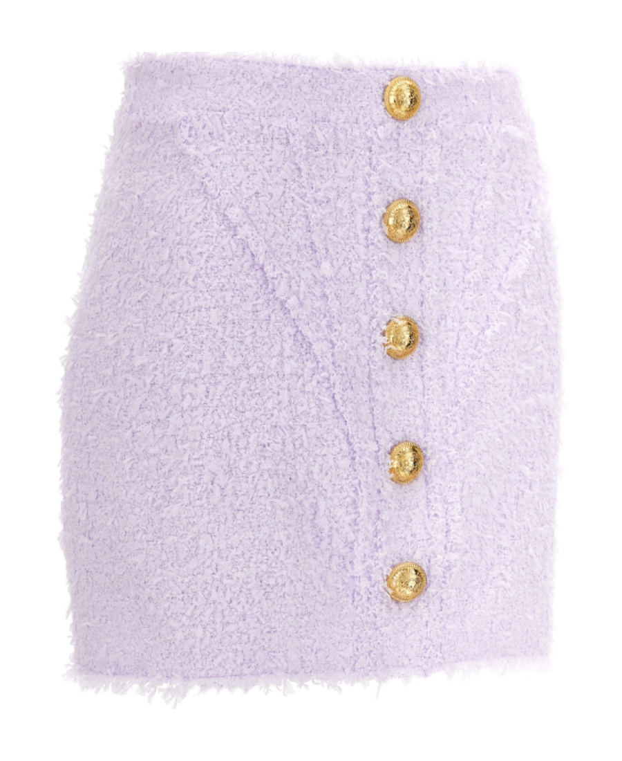 Balmain Purple Button Miniskirt In Purple