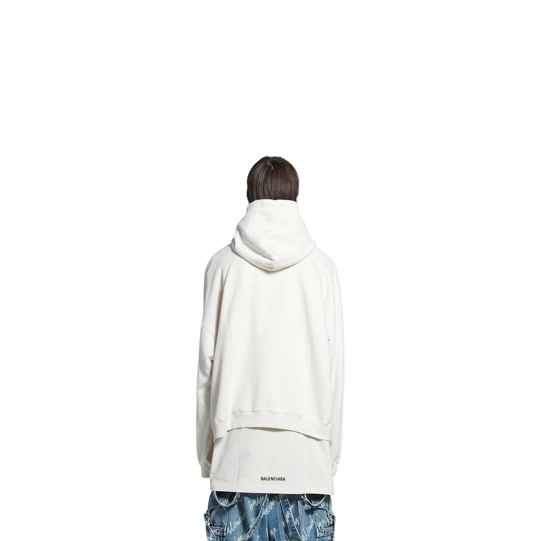 Balenciaga Wide Logo-print Hoodie In White