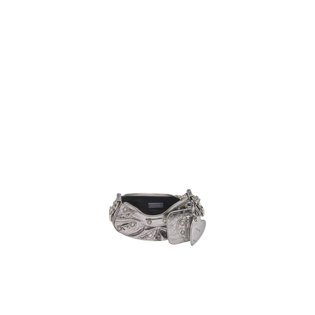 Balenciaga Green Leather Shoulder Handbag With Magnetic Closure And Metal Details In Gray
