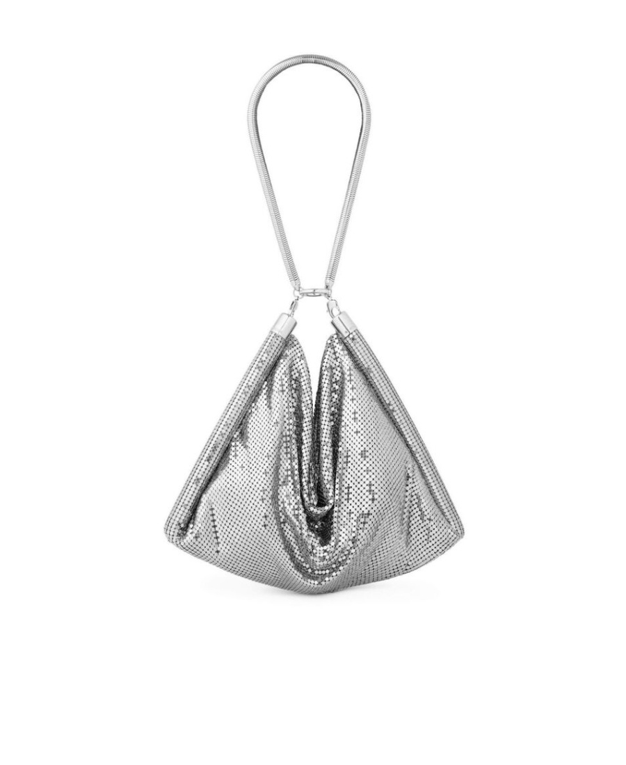 Rabanne Pixel Metallic Shoulder Bag In Gray
