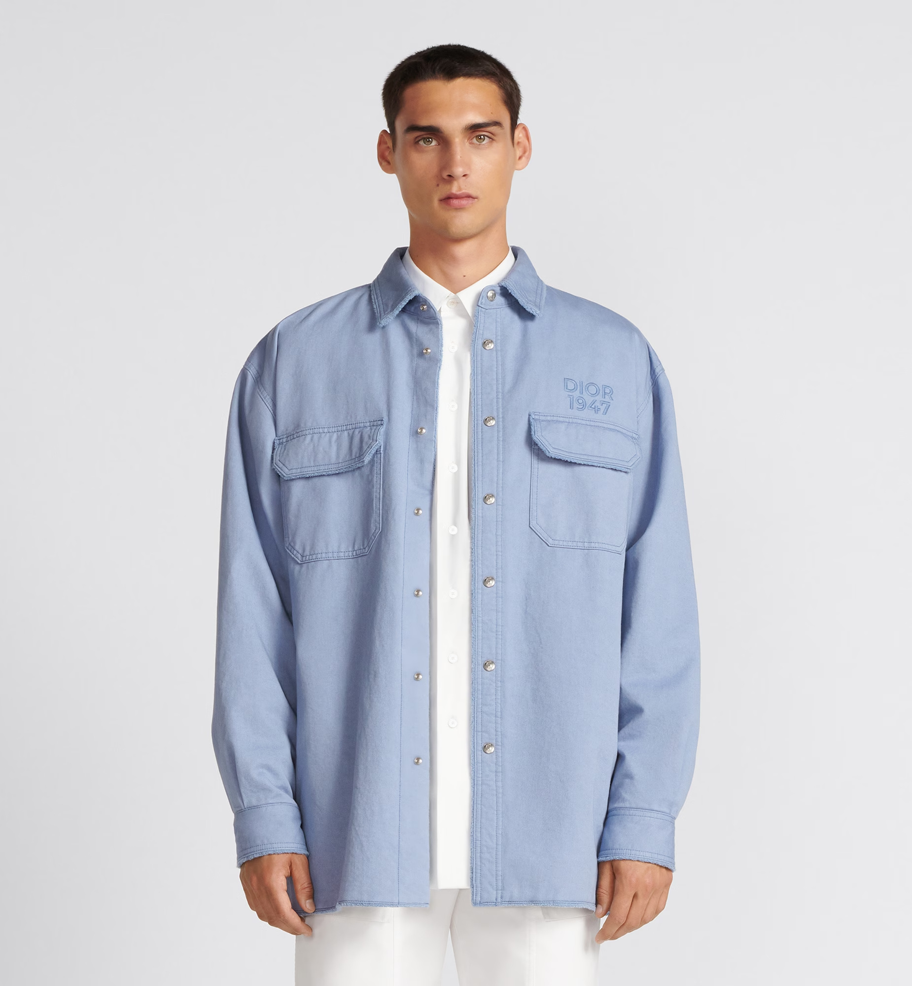 Dior Logo Jacket Shirt In Blue