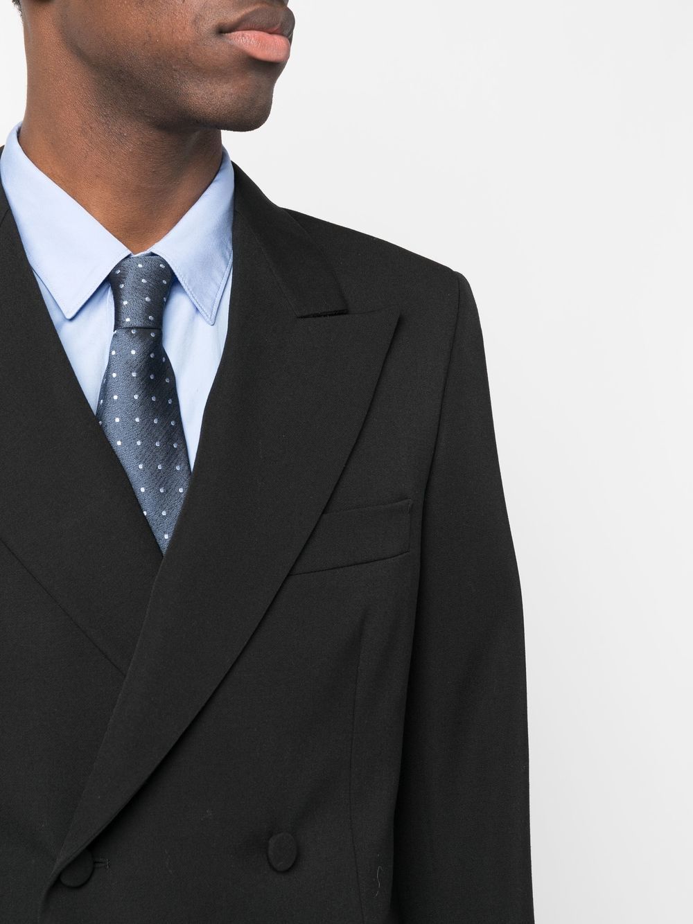 Lanvin Double-breasted Peak Lapel Blazer In Black