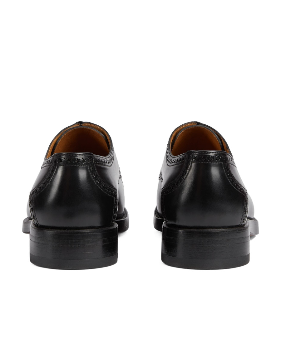 Gucci Interlocking G Leather Lace-up Shoes In Black