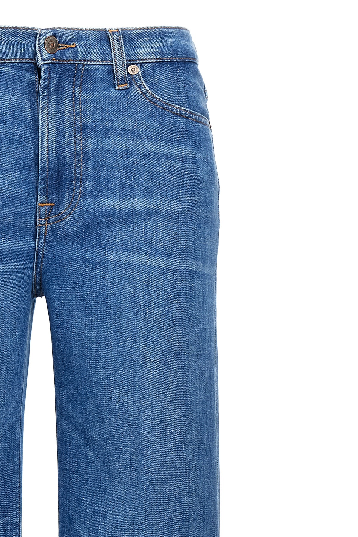 7 For All Mankind High-rise Flared Jeans Pants In Blue