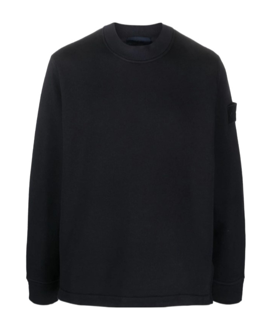 Shop Stone Island Compass-patch Crew-neck Jumper In Black
