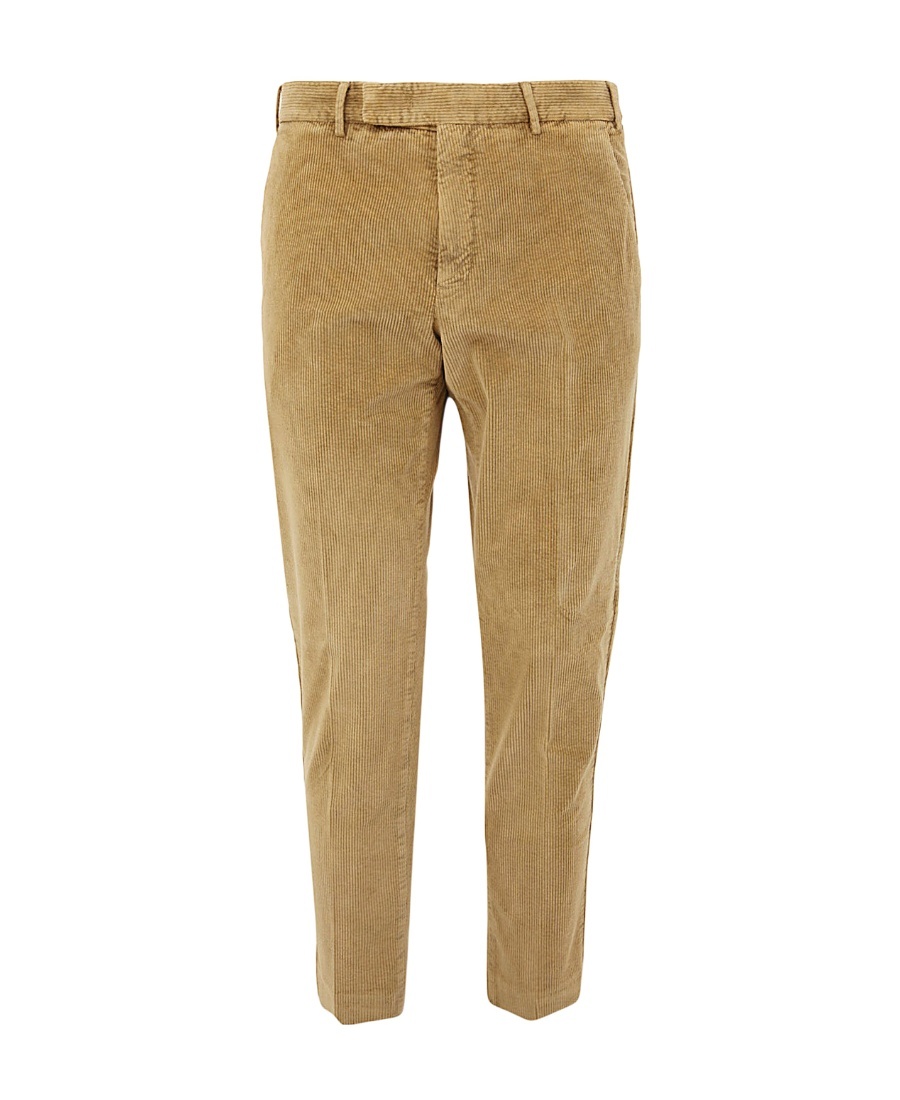 Pt01 Pt Torino Flat Front Trousers With Diagonal Pockets In Green