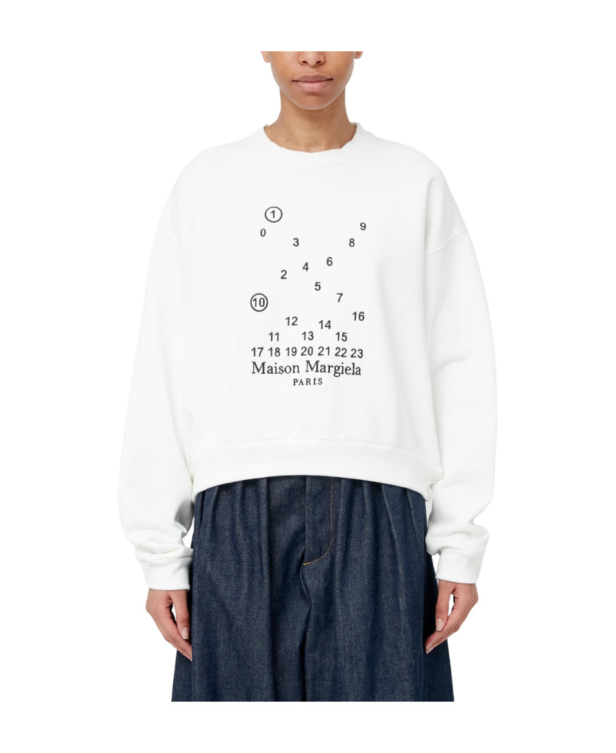 Maison Margiela Embroidered Cotton-jersey Sweatshirt In White