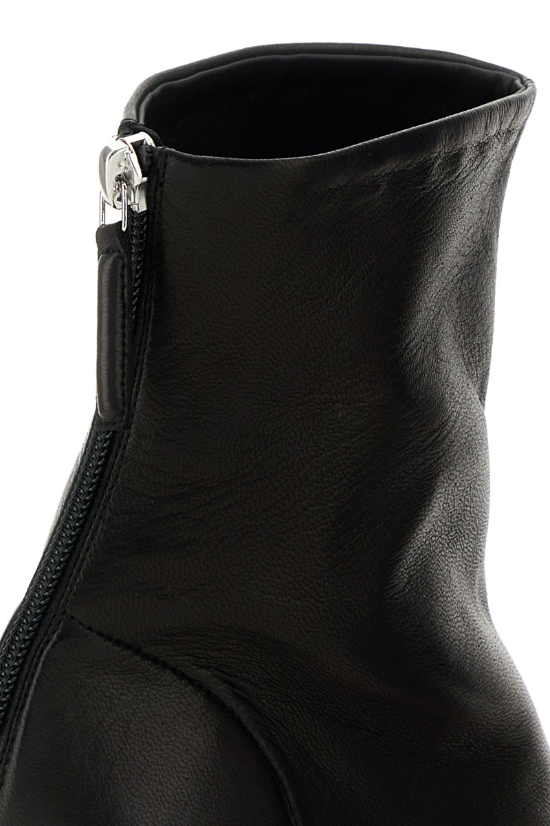 Amina Muaddi Black Nappa Leather Iris Ankle Boots In Black