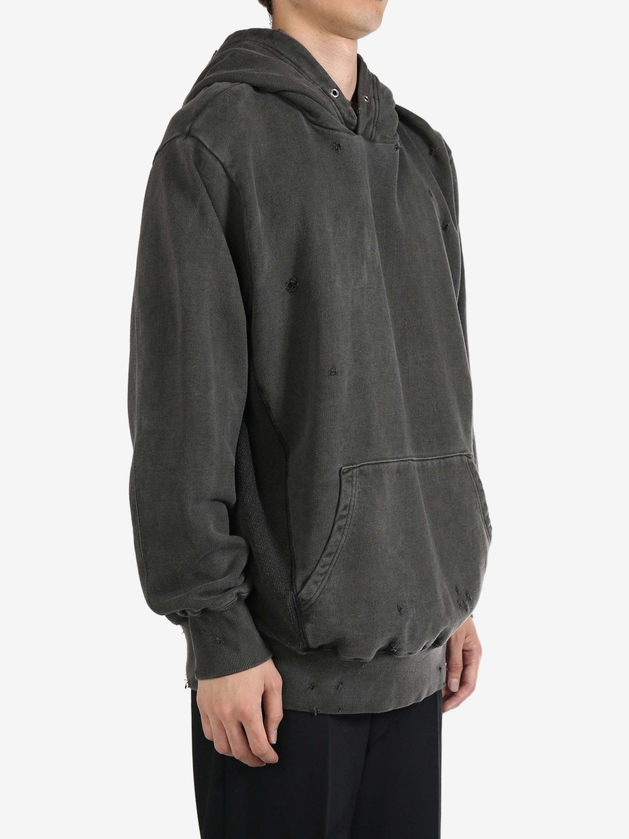 Undercover Gray Distressed Hoodie In Black