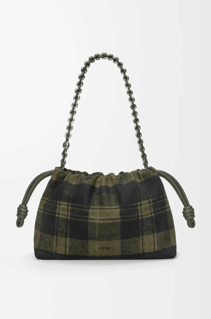 Loewe Medium Flamenco Purse In Tartan Suede In Multi
