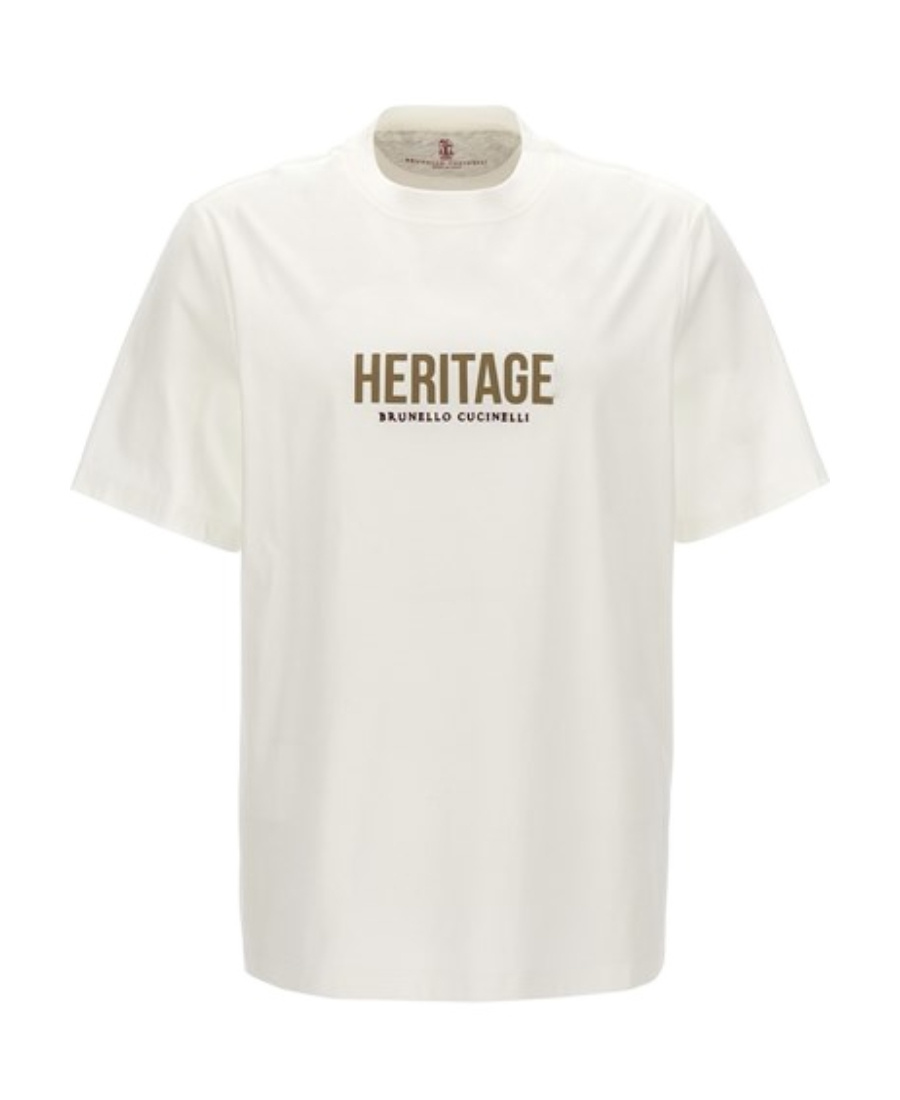 Brunello Cucinelli Logo Detailed Crewneck T-shirt In White