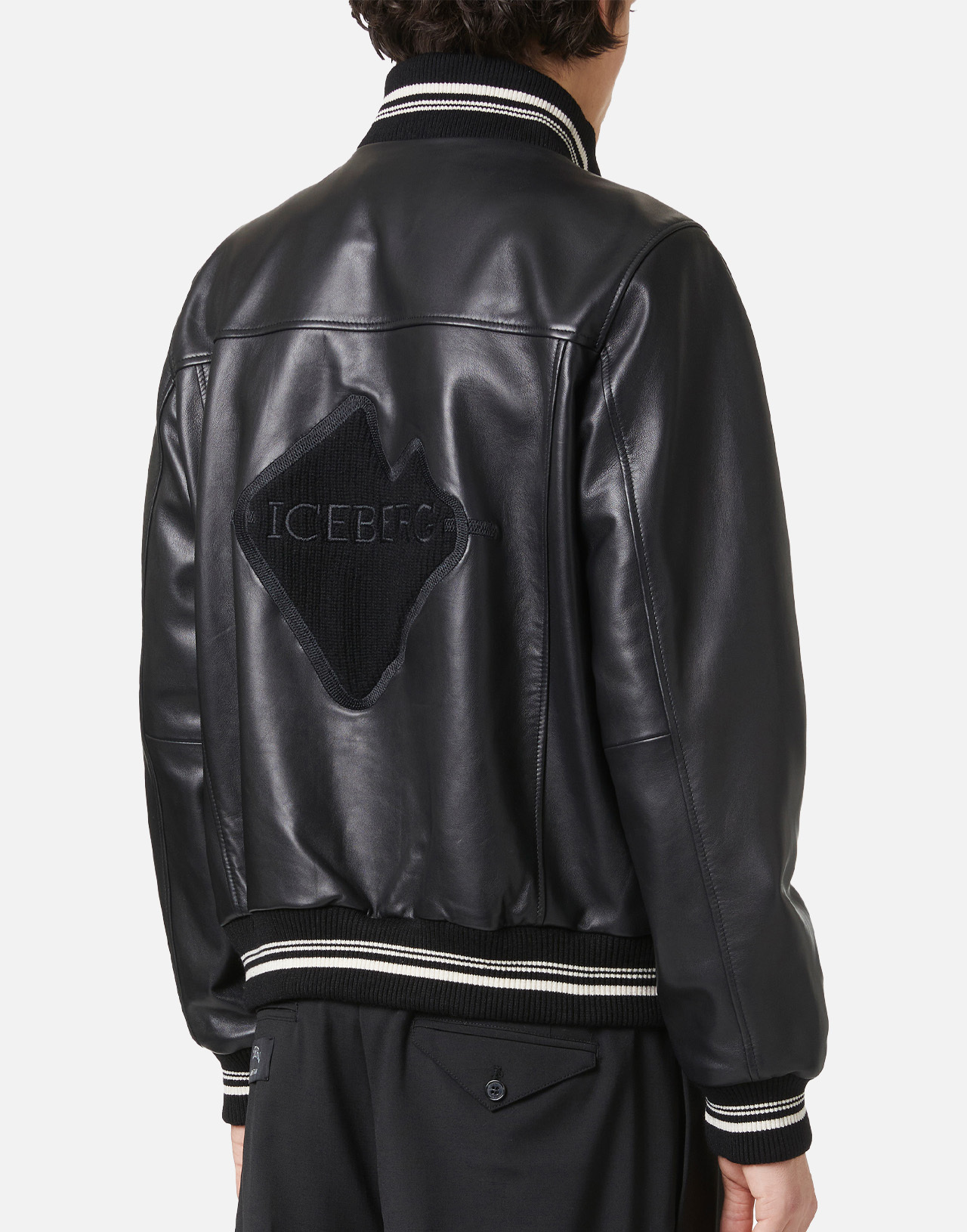 Iceberg High Neck Zipped Bomber Jacket In Black