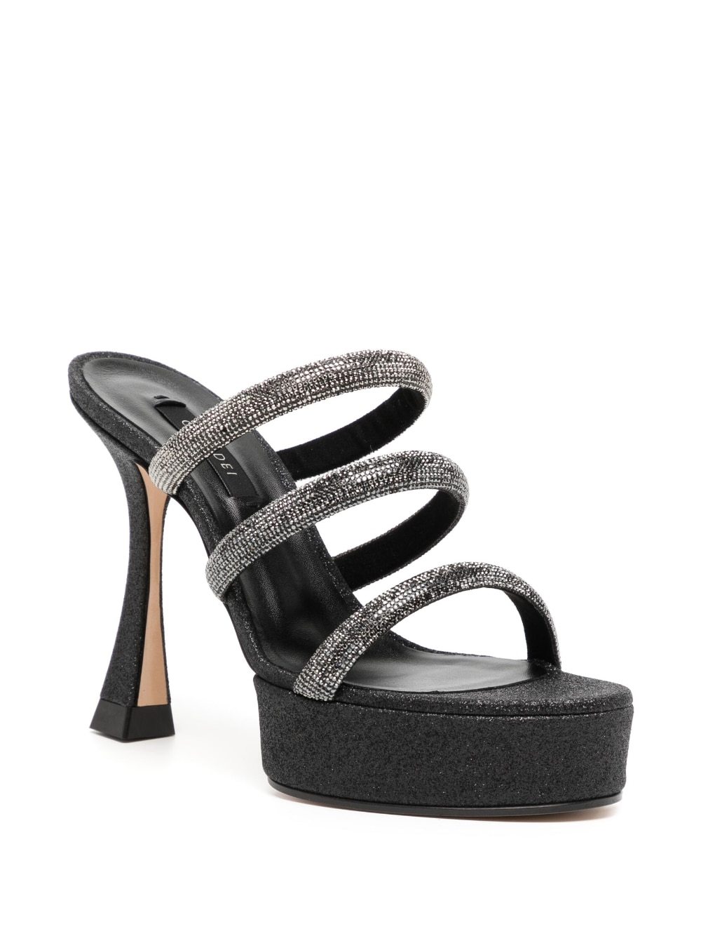Casadei Rhinestone-strap Heeled Mule Sandals In Black