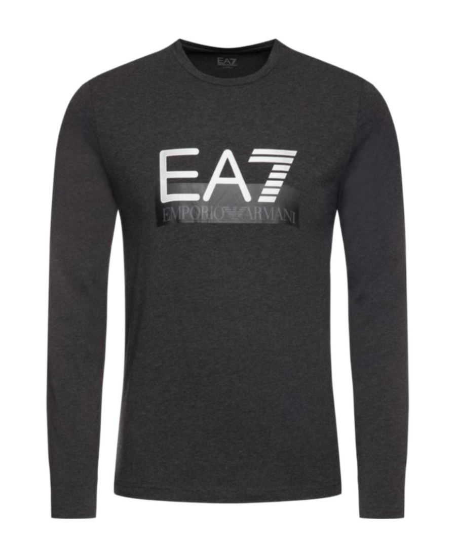 Ea7 T-shirt With Round Neck And Long Sleeves In Black