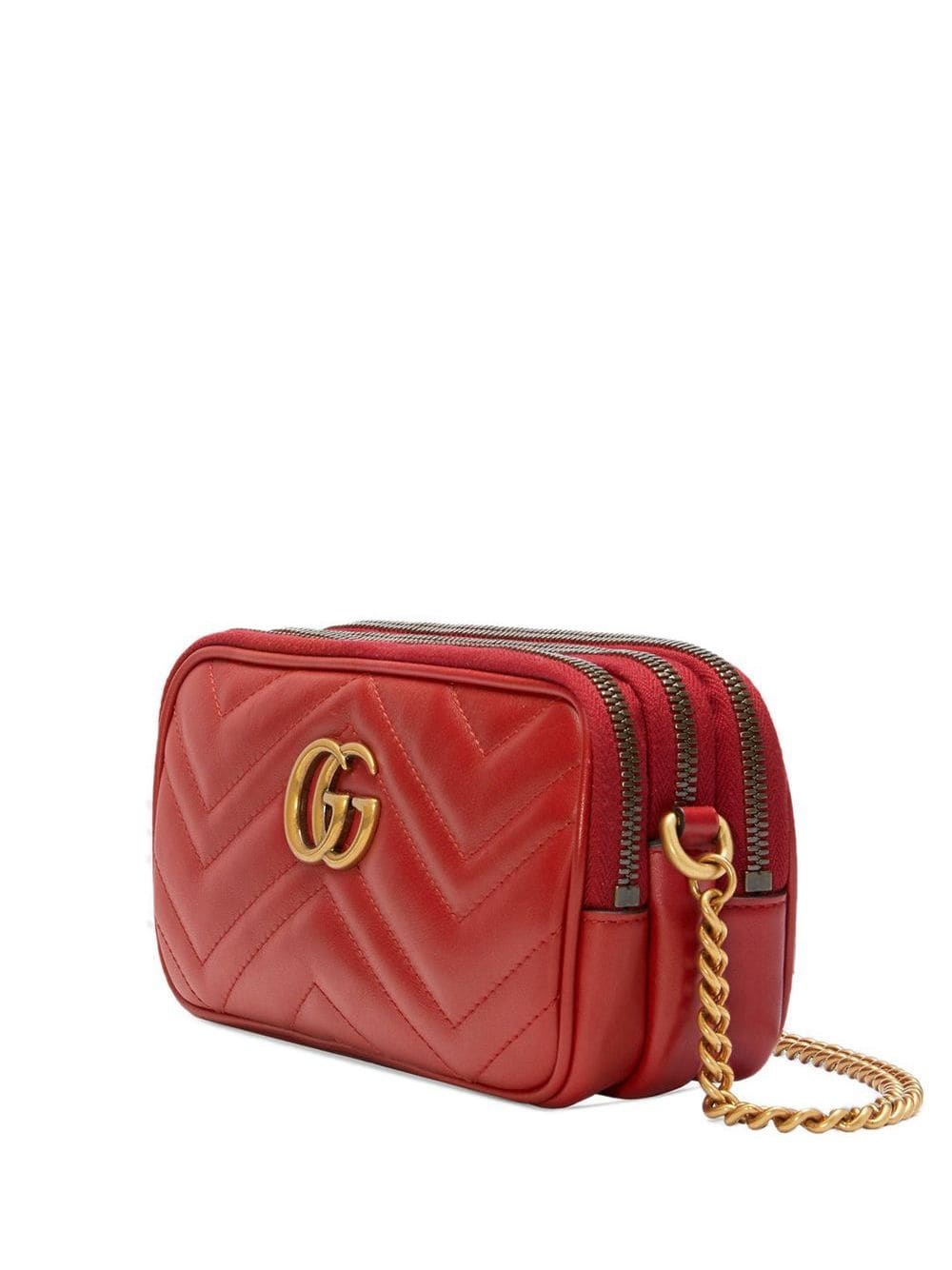 Gucci Gg Marmont Mini Chain Bag In Red