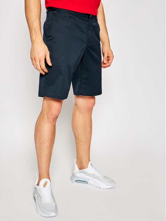 Ea7 Midnight Blue Logo Patch Shorts In Black