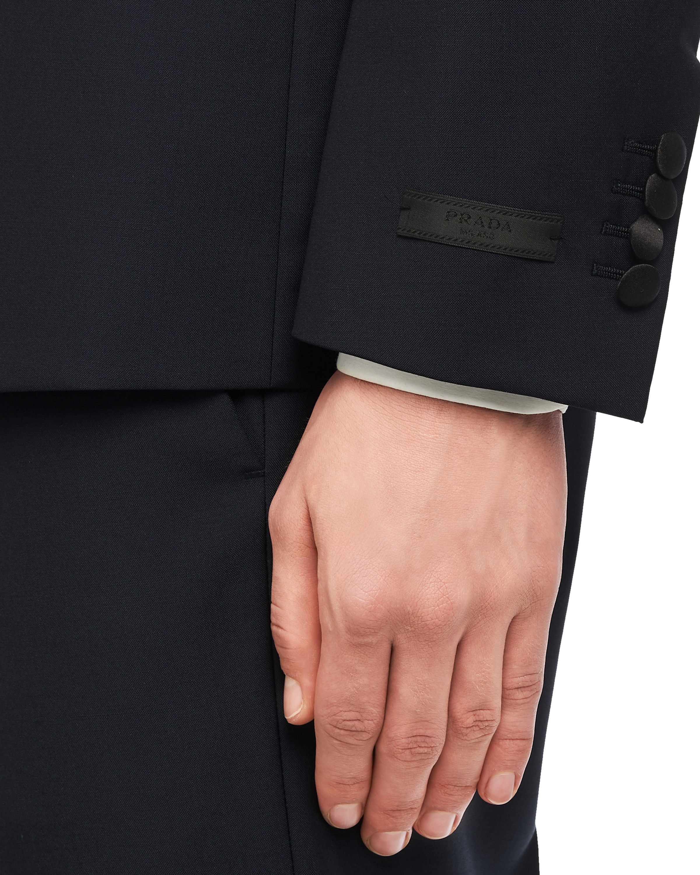 Prada Single-breasted Wool-blend Tuxedo In Black